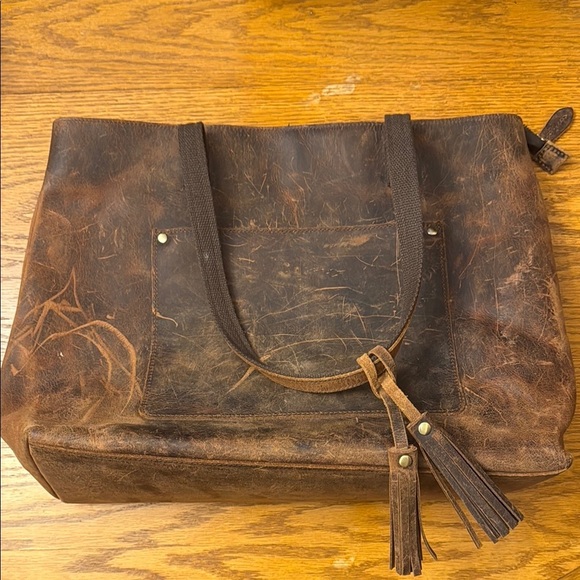 S-Zone Brown Leather Tote Bag - Picture 1 of 5
